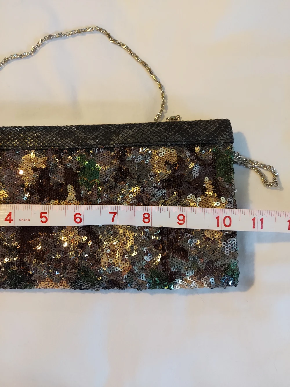 Big Buddha Boa Sequined Camouflage Metallic Chain Clutch Crossbody Bag